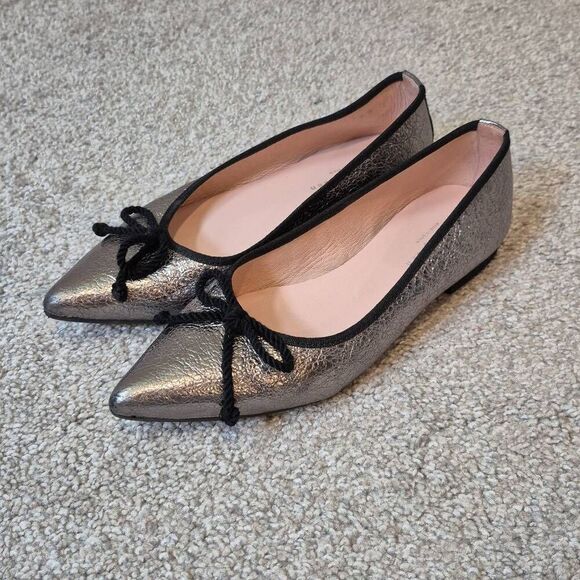 PATRICIA GREEN Duncan Ballet Flats Silver Size 9 - Picture 1 of 8